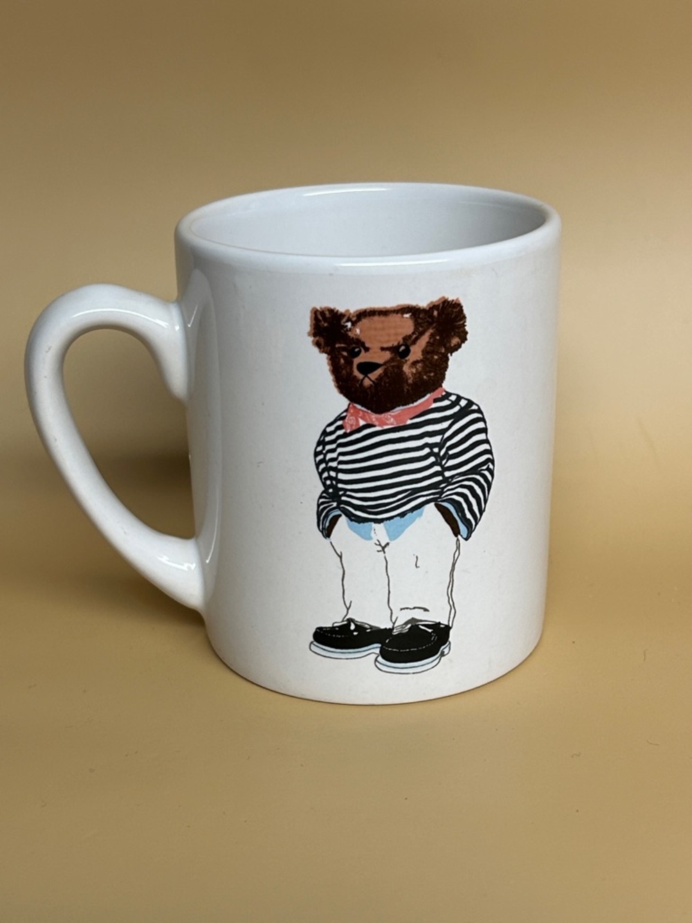 Aris White Mug with Brown Teddy Bear and Blue Outfit - Picture 2 of 5
